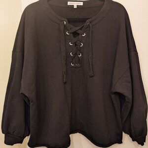 Rebecca Minkoff Raquel Lace Up Long Sleeve Black Sweatshirt Excellent Condition